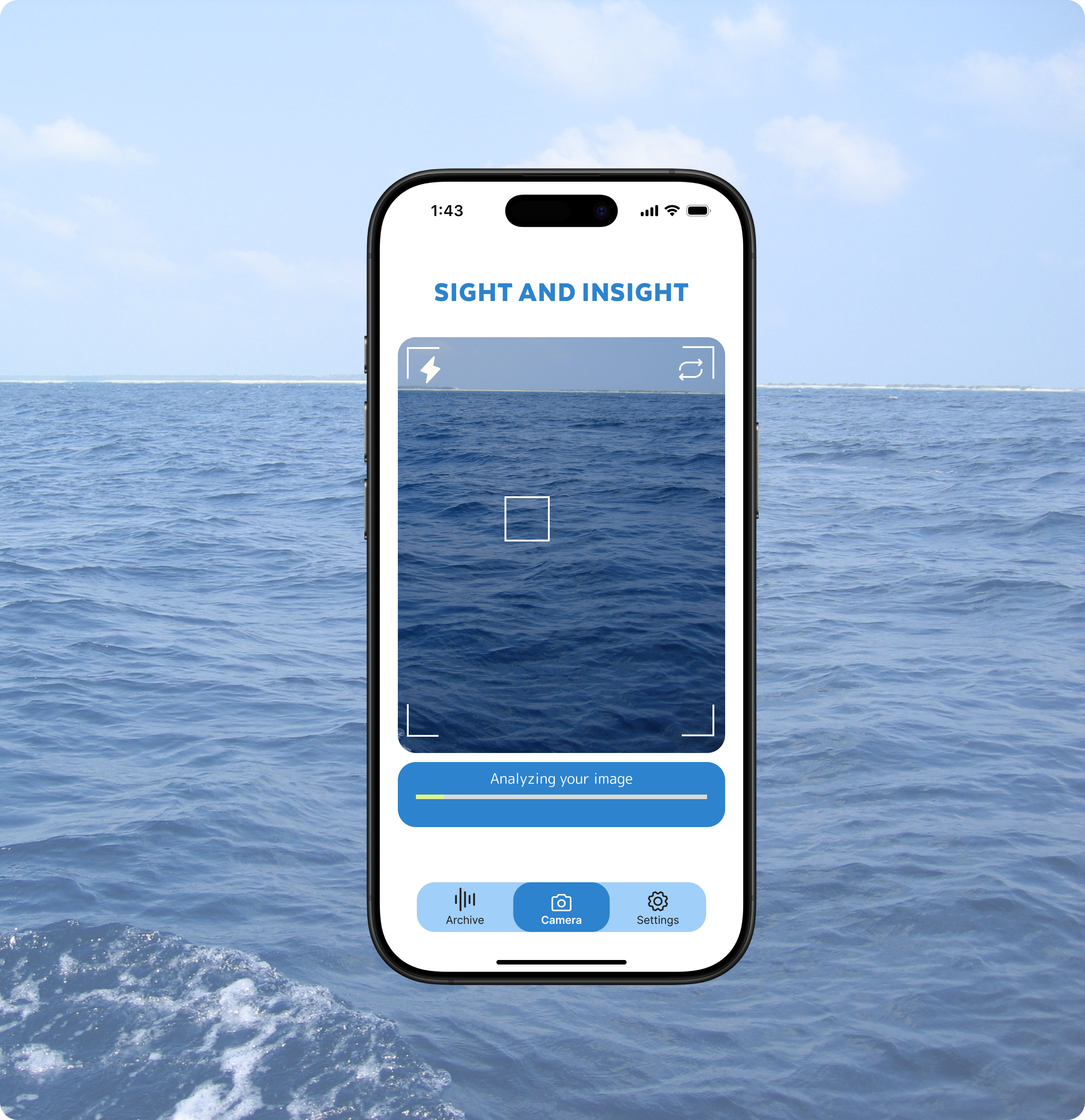 Live camera feed with on-screen prompt to tap anywhere to start exploring the surroundings