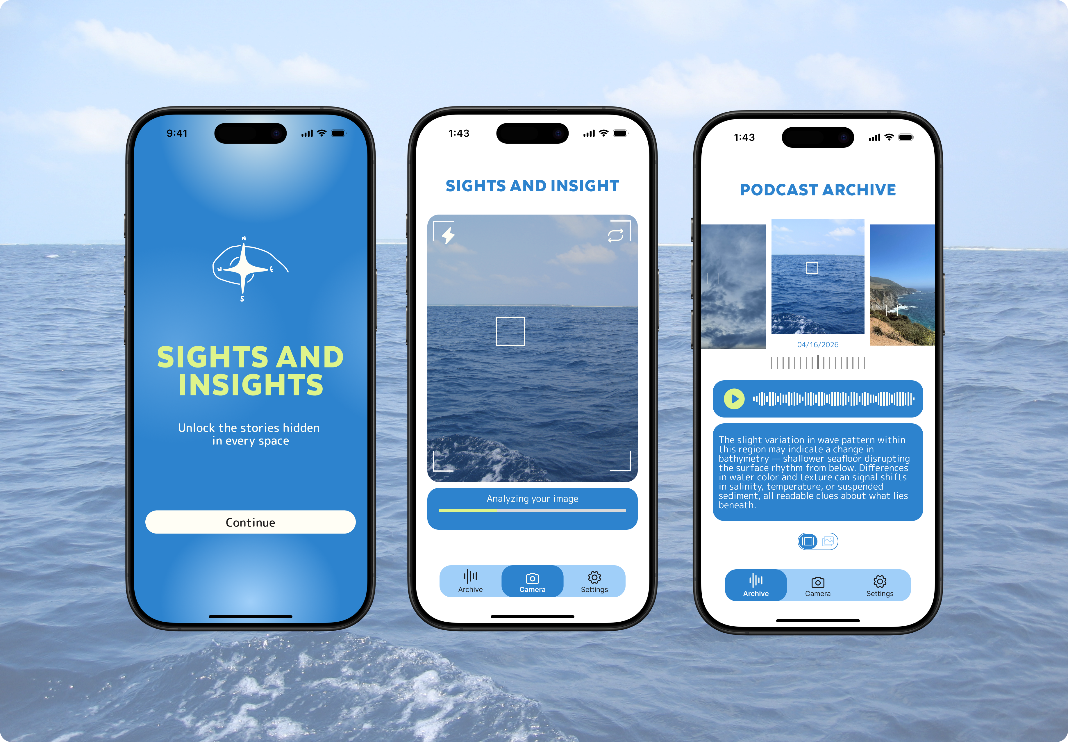 Sights and Insights hero mockup: mobile web app on a phone beside a laptop in an outdoor setting
